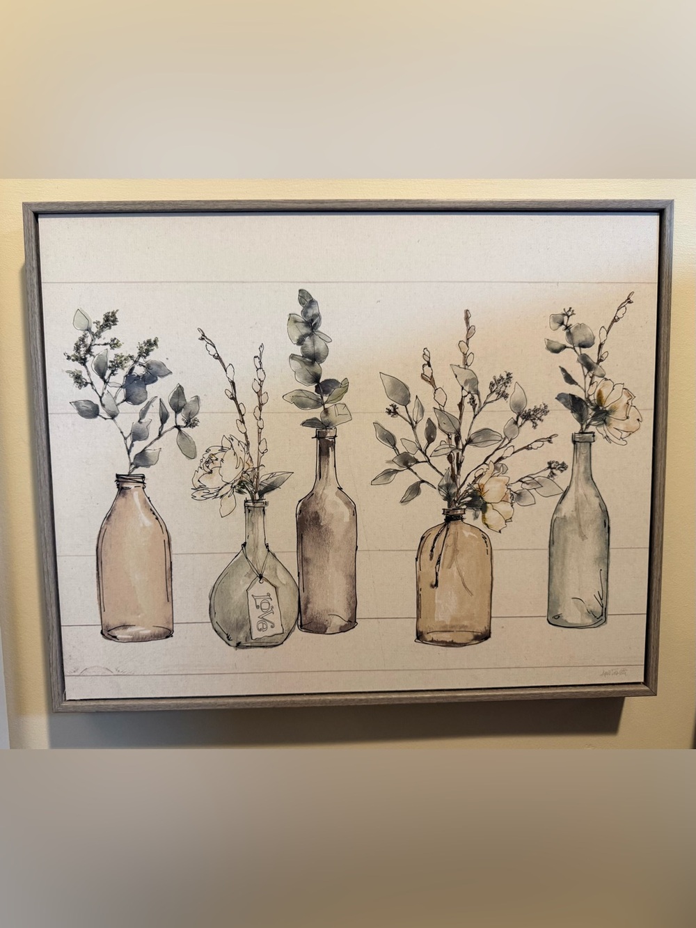 Neutral Botanical Bottle Wall Art - Home Accents- 16 x 20